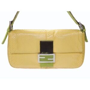 Fendi Hobo Shoulder Python Leather Yellow Bucket One Harako Bag Mamma
